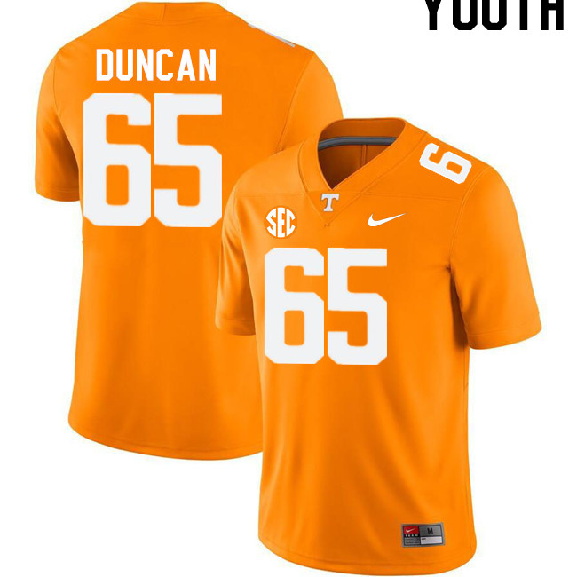 Youth #65 Trevor Duncan Tennessee Volunteers College Football Jerseys Stitched-Orange